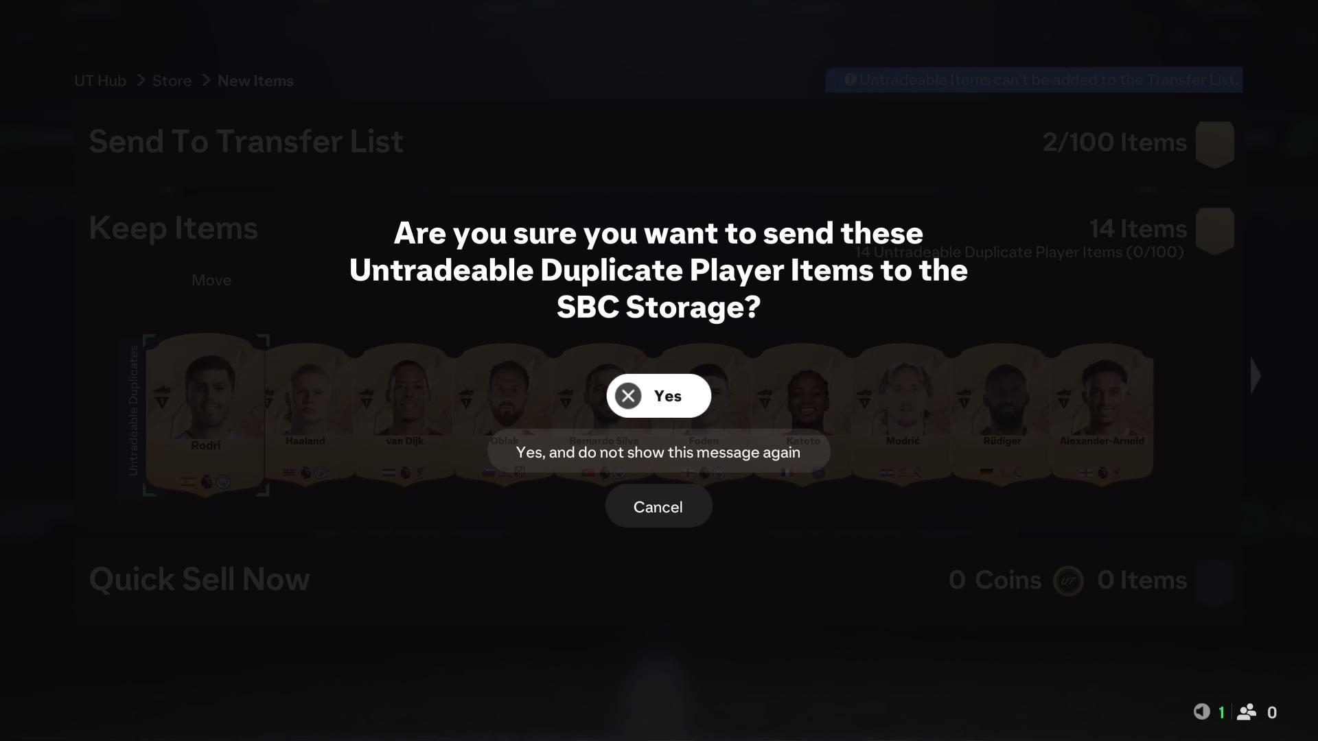 قسمت SBC Storage بازی FC 25