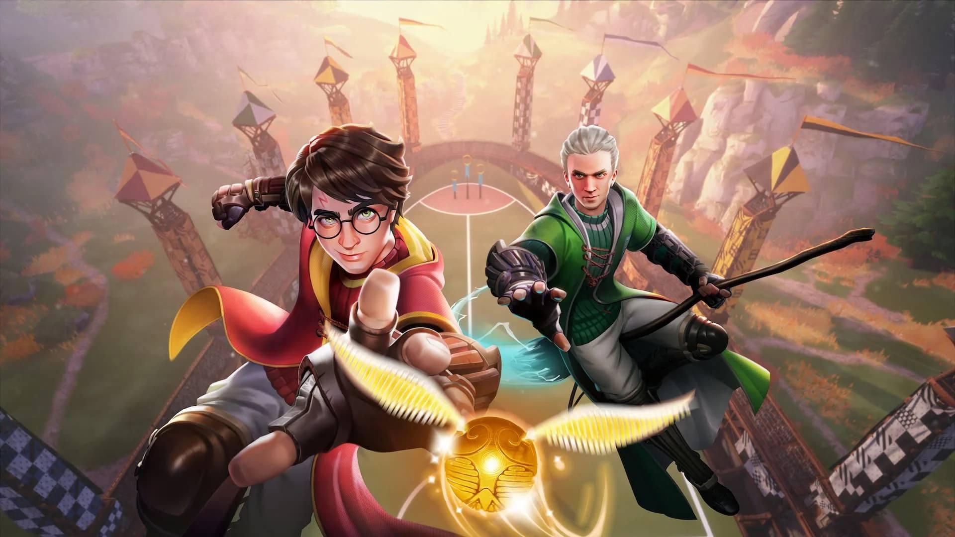 هری پاتر و دراکو مالفوی به دنبال گوی پرنده در بازی Harry Potter: Quidditch Champions