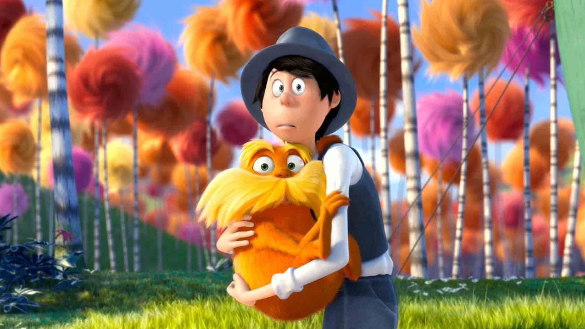 تد و لوراکس در انیمیشن The Lorax یکدیگر را بغل کردند