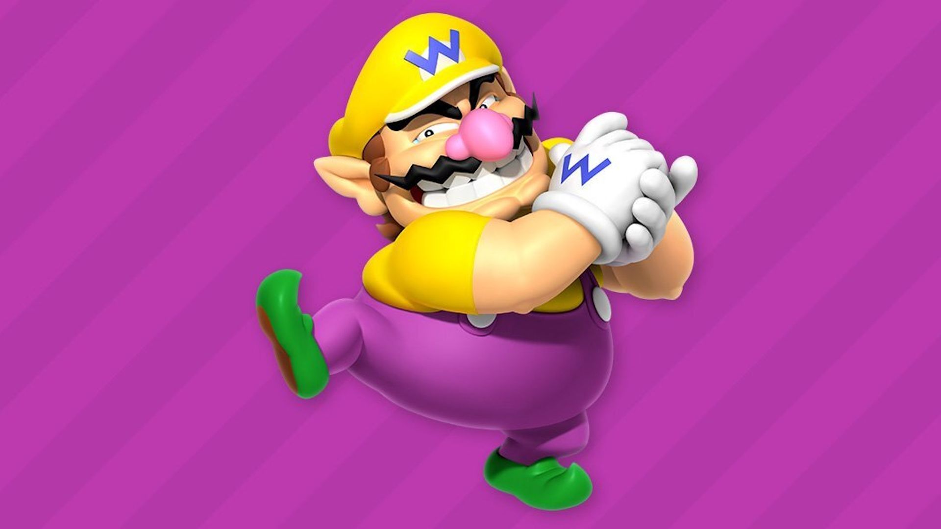 شخصیت Wario در پس‌زمینه بنفش