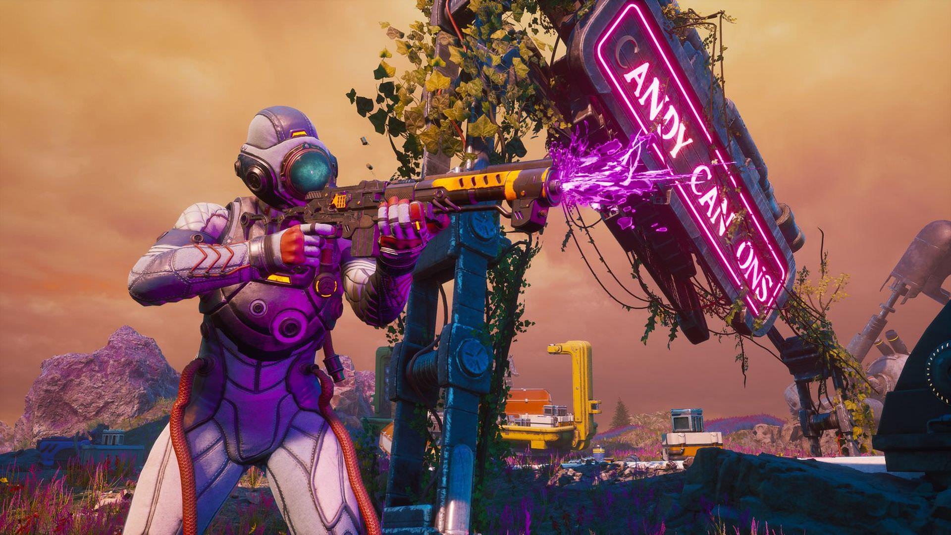 تیراندازی یک شخصیت در بازی The Outer Worlds 2