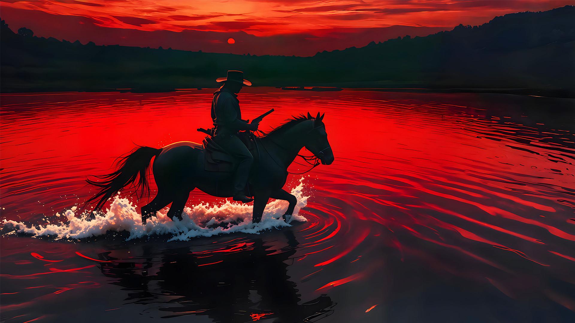 جان مارستون سوار بر اسب در رد دد ردمپشن