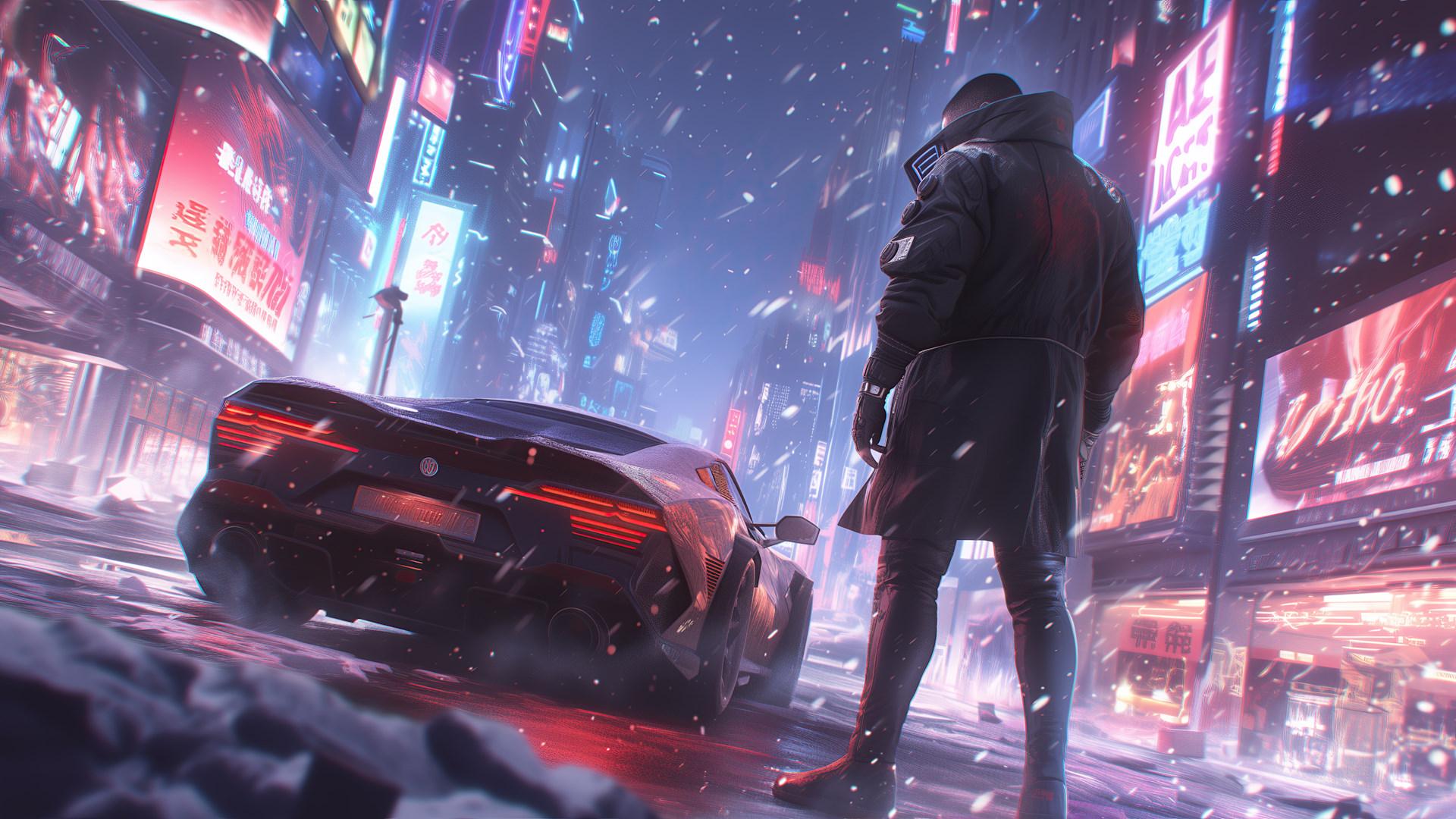 بارش برف در بازی Cyberpunk 2077