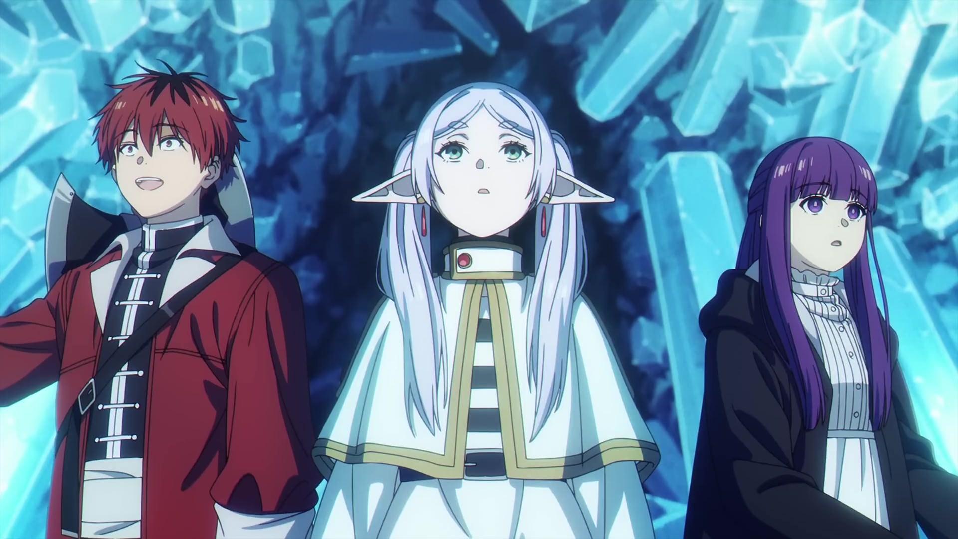 فریرن و تیمش در غار یخی در فصل دوم انیمه Frieren: Beyond Journey’s End