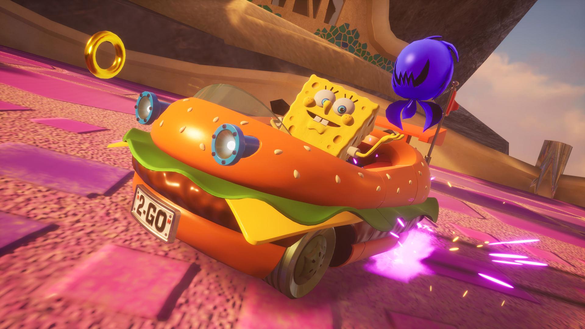 رقابت باب اسفنجی در بازی Sonic Racing: Crossworlds