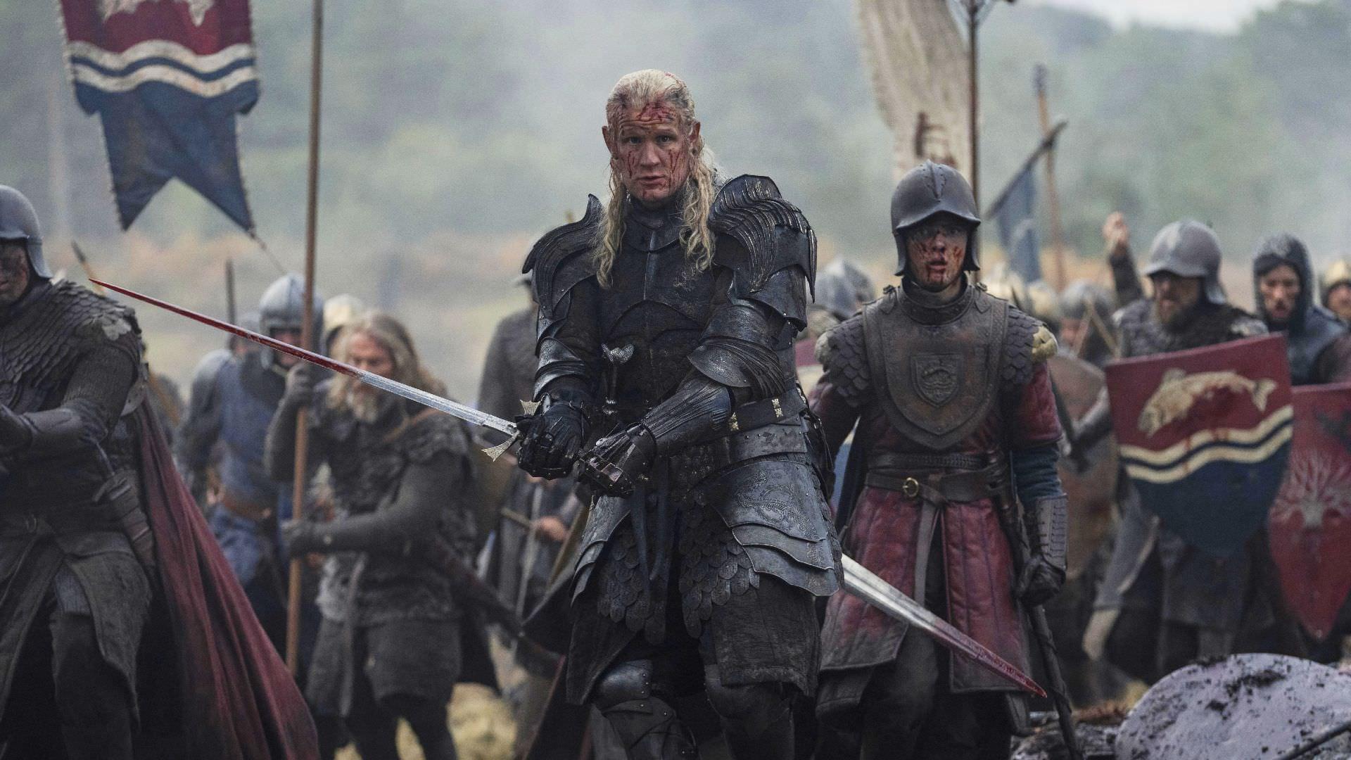 مت اسمیت در نقش دیمون تارگرین در میدان نبرد در فصل سوم سریال House of the Dragon