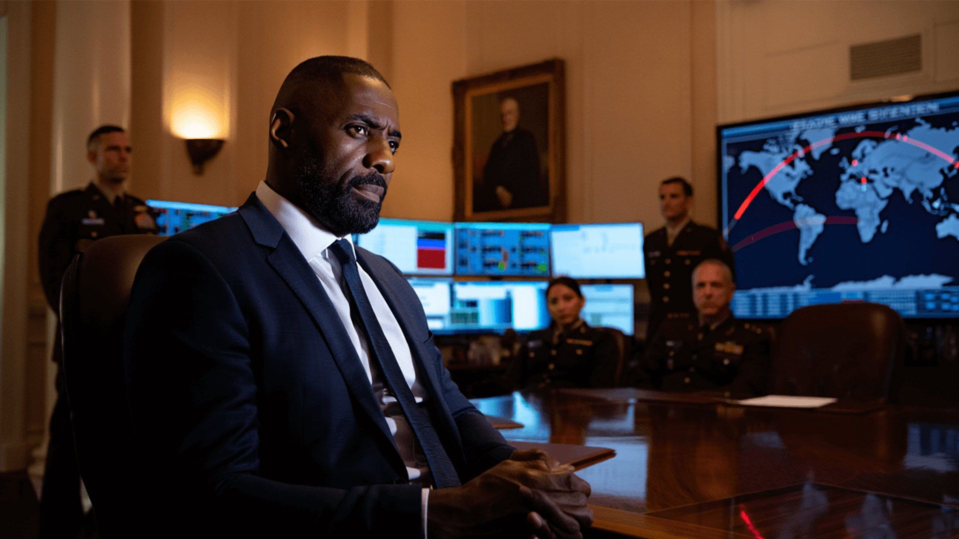 ادریس آلبا در کاخ سفید در فیلم A House of Dynamite