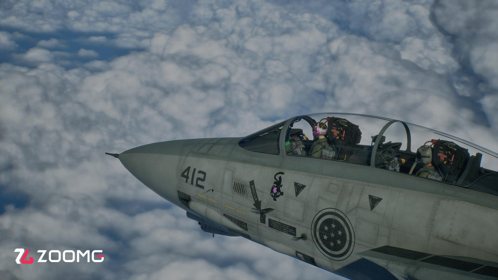 جنگنده در ارتفاع بالا میان ابرها در بازی Ace Combat 8: Wings of Theve