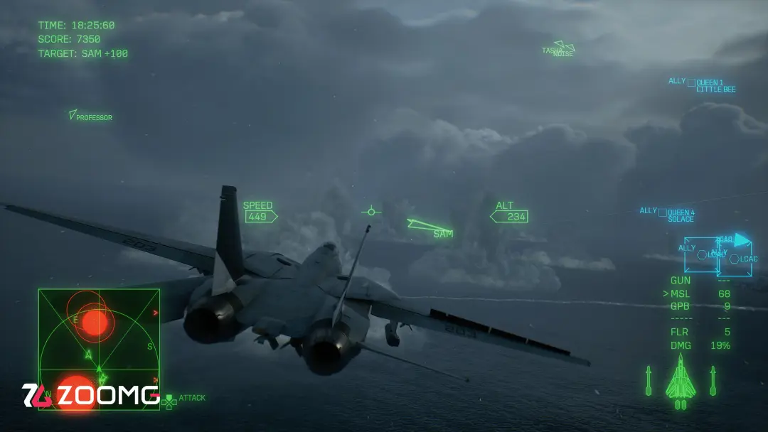 جنگنده در محیط بازی Ace Combat 8 (Wings of Theve) در میان ابرها