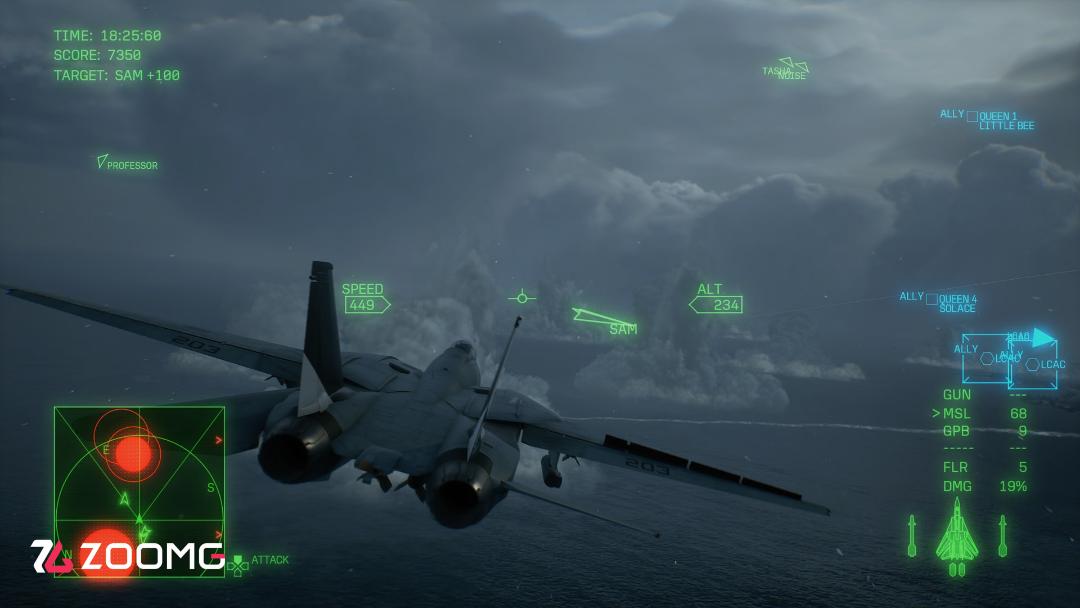 جنگنده در محیط بازی Ace Combat 8 (Wings of Theve) در میان ابرها