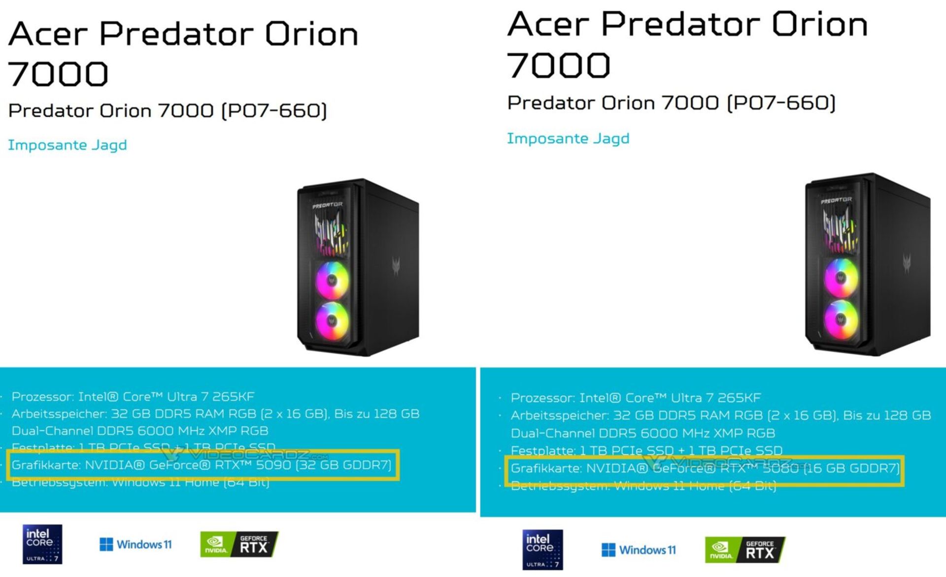 acer predator orion 7000 با کارت گرافیک RTX 5090