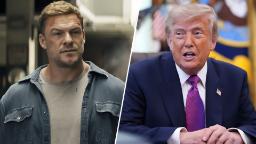 آلن ریچسون (Alan Ritchson) در نقش ریچر و دونالد ترامپ (Donald Trump)