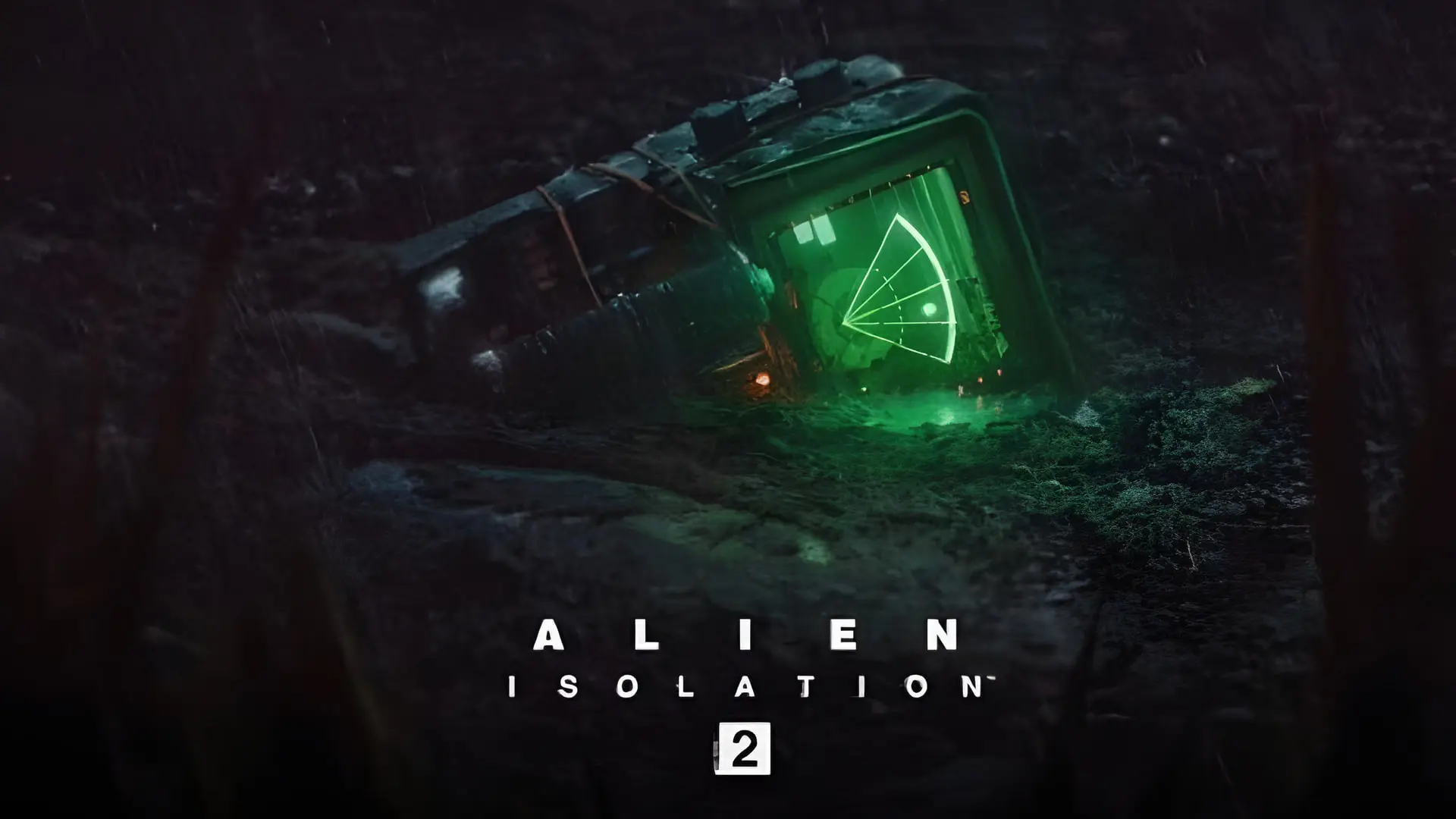 رادار سبز رنگ در محیط تاریک و بارانی بازی Alien: Isolation 2
