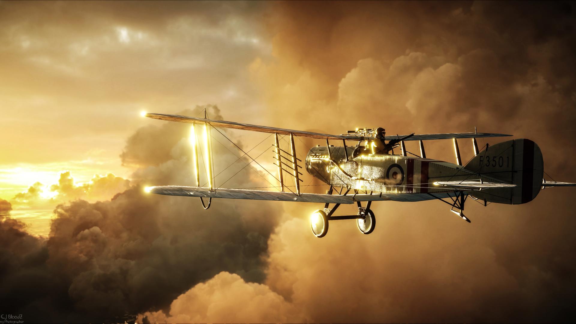 هواپیمای متفقین مشغول تیراندازی به نیروهای دشمن در بازی Battlefield 1