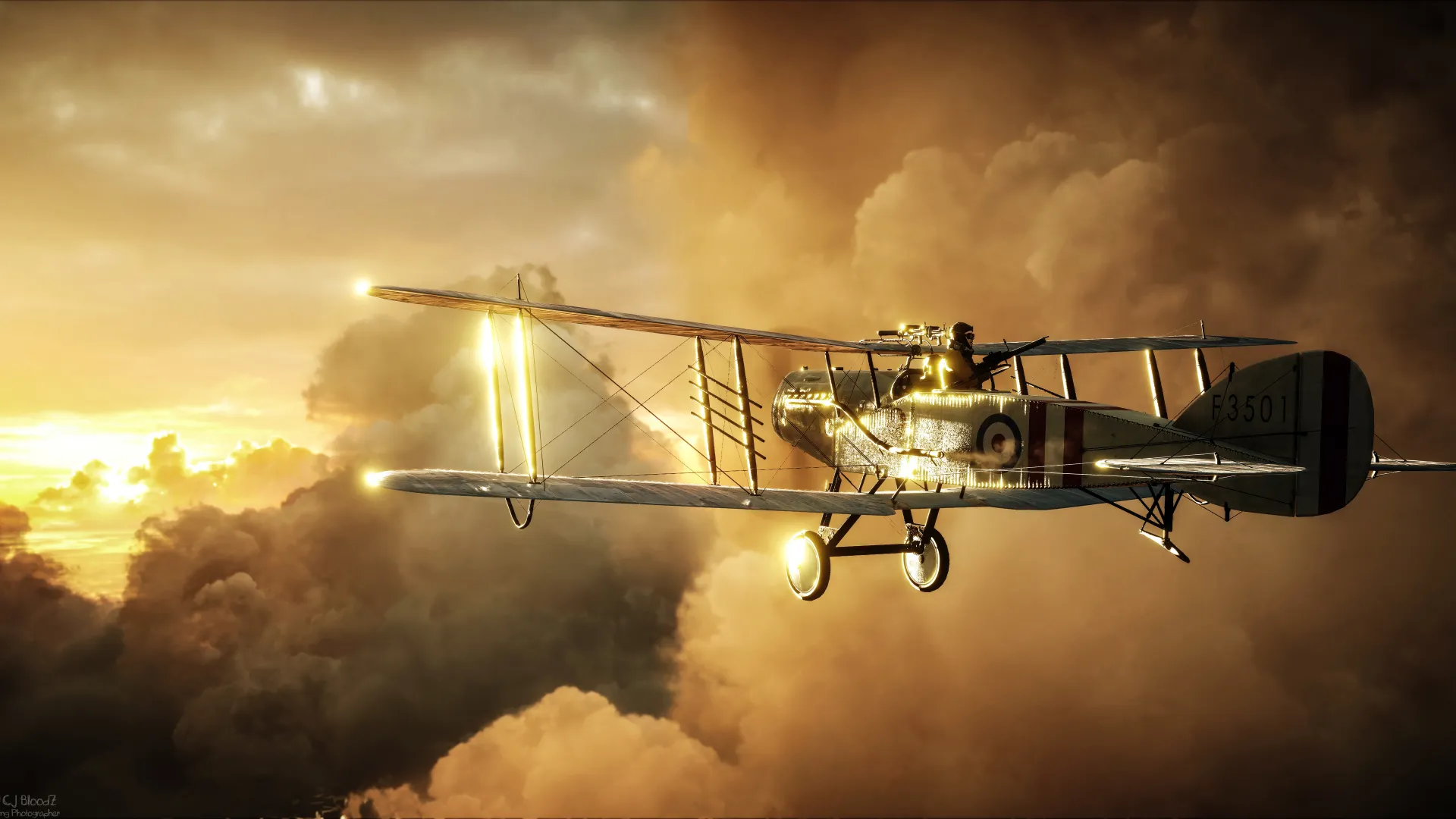 هواپیمای متفقین مشغول تیراندازی به نیروهای دشمن در بازی Battlefield 1