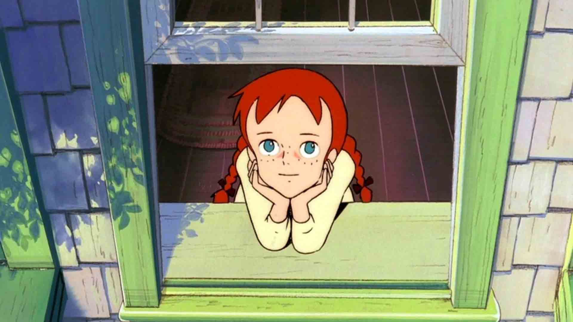 آن شرلی در حال نگاه کردن به آسمان در انیمه Anne of Green Gables