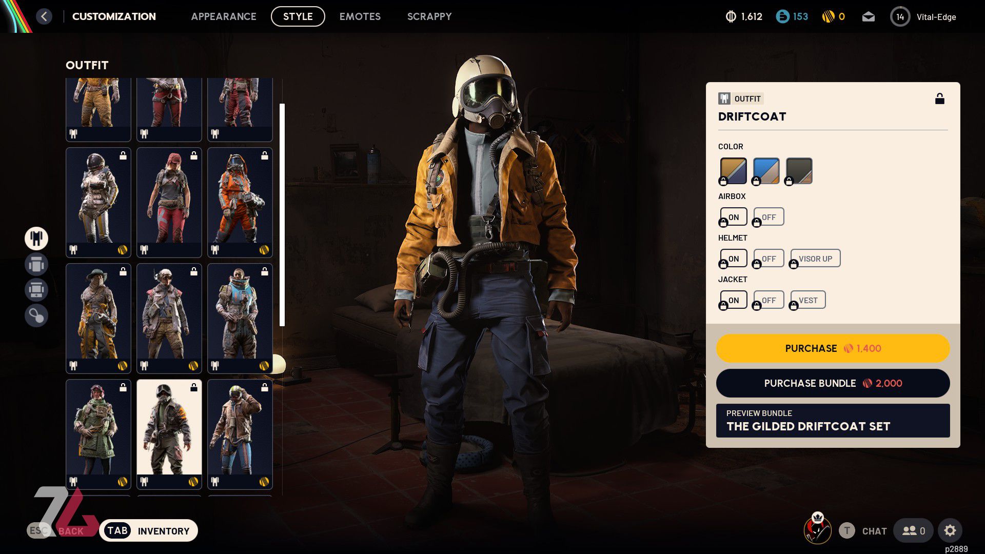 نمایی از سیستم انتخاب پوشش در بازی آرک ریدرز