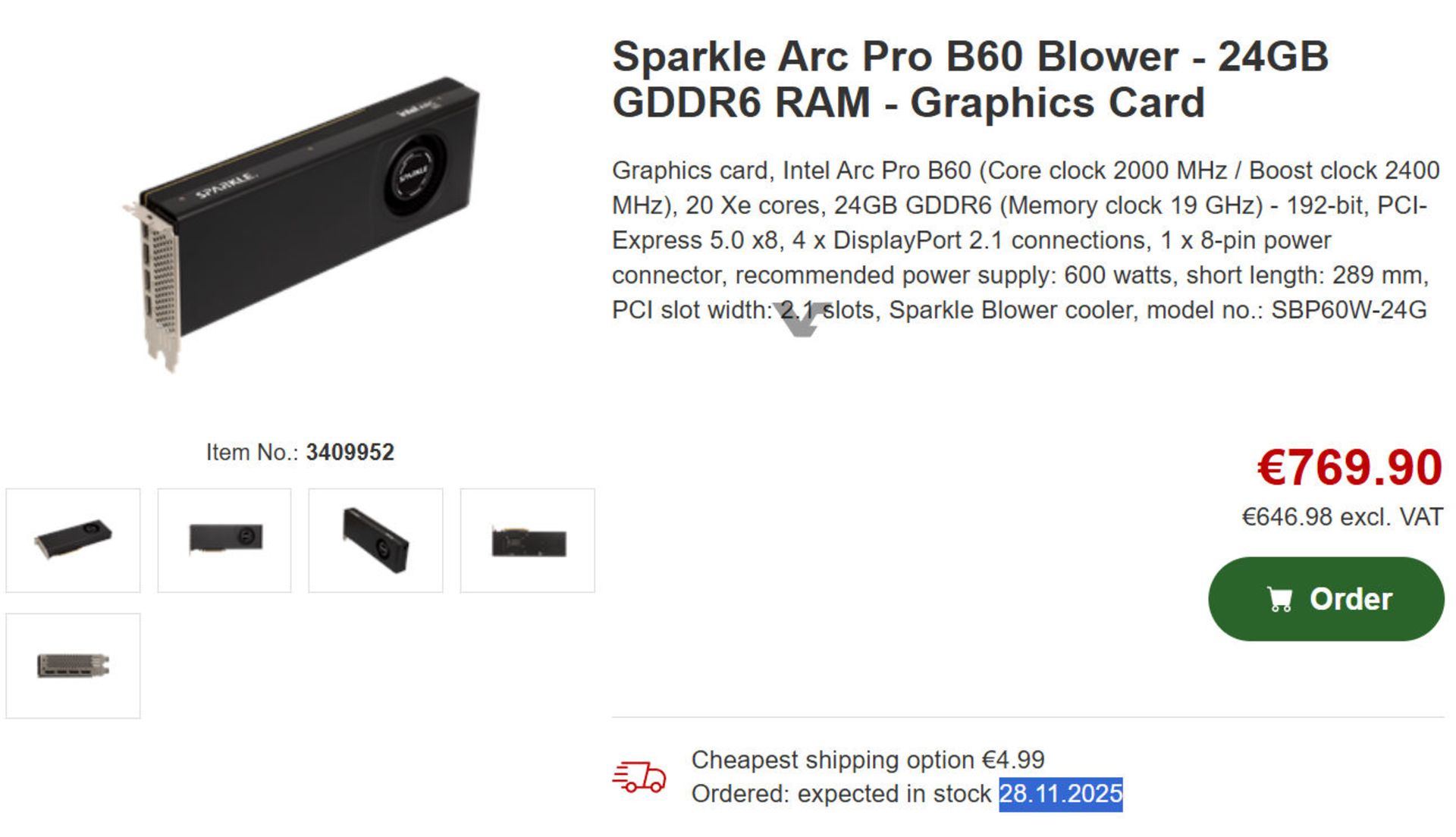 آغاز فروش کارت گرافیک Arc Pro B60 شرکت اینتل (Intel) در فروشگاه‌های اینترنتی