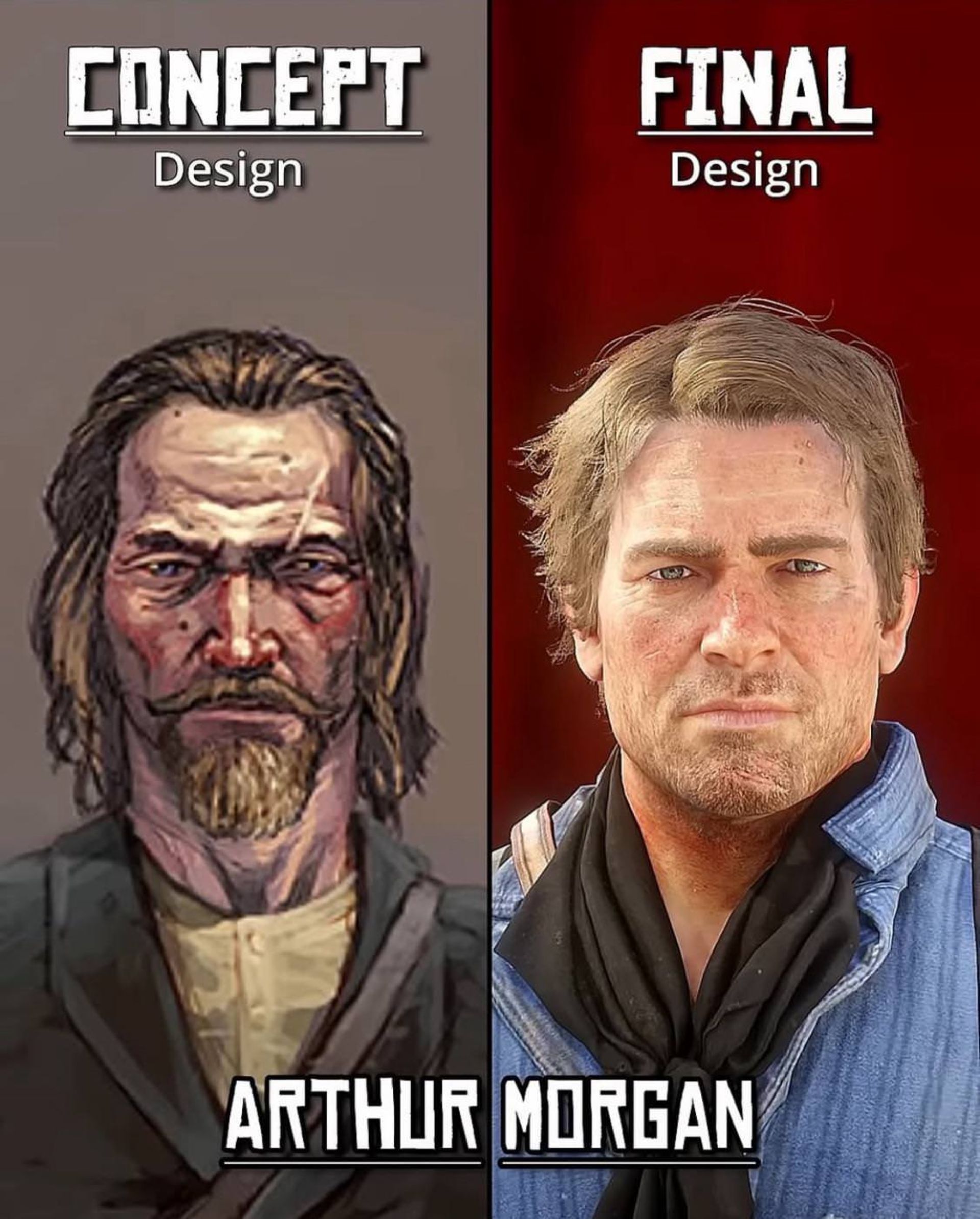 ظاهر متفاوت آرتور مورگان در طراحی اولیه بازی Red Dead Redemption 2