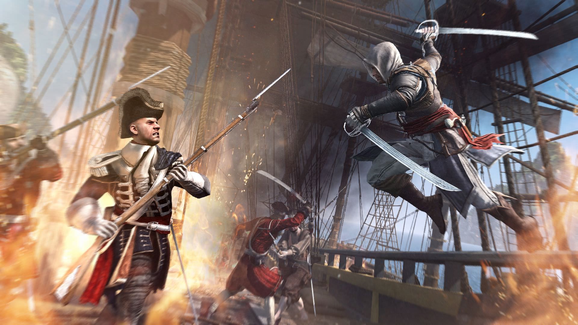 پرش ادوارد داخل کشتی دشمن در بازی Assassin’s Creed 4: Black Flag