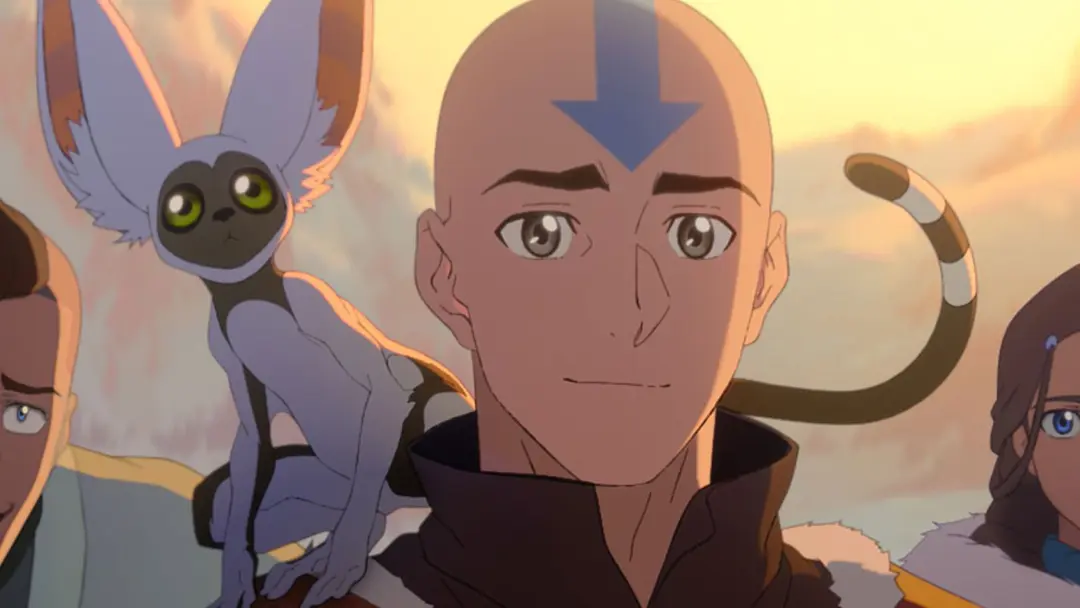 آواتار آنگ (Aang) و همراهانش در انیمیشن آواتار: آخرین بادافزار