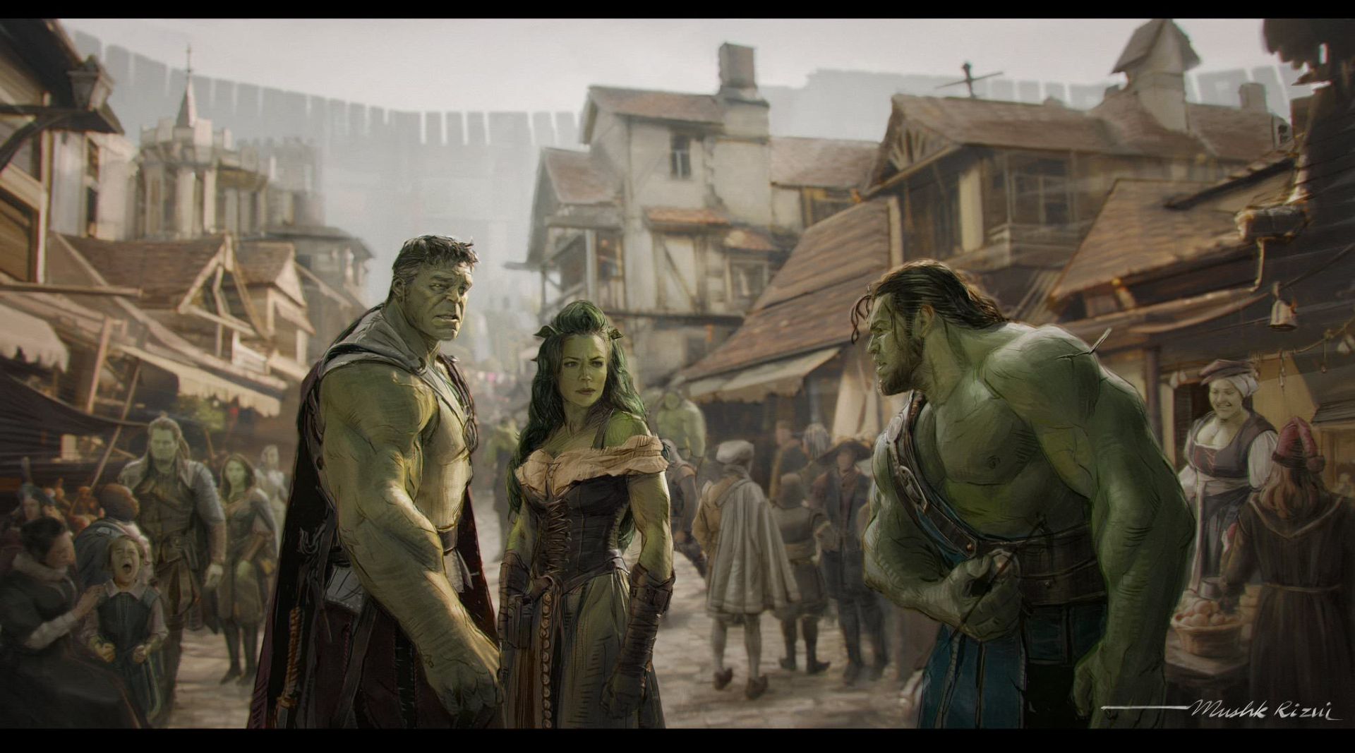 کانسپت آرت فاش شده هالک، شی هالک و اسکار در فیلم Avengers: Doomsday