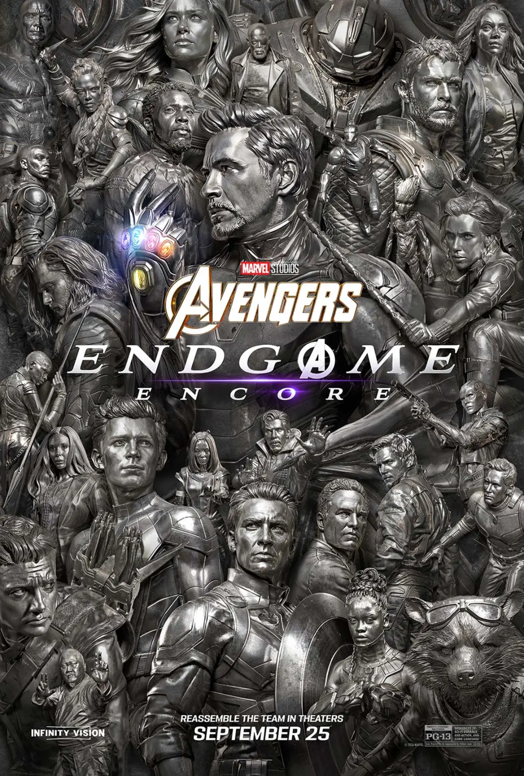 شخصیت‌های فیلم انتقام‌جویان پایان بازی (Avengers Endgame) در یک پوستر سیاه و سفید