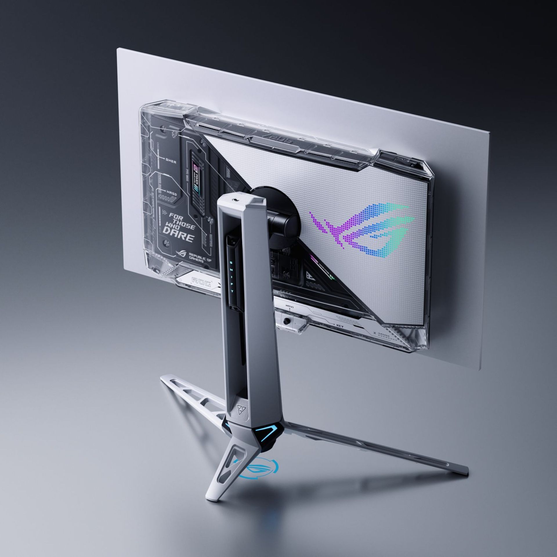 نمای پشتی مانیتورهای ROG Swift OLED PG27AQWP-W و ROG Strix OLED XG27AQWMG شرکت ایسوس (ASUS)