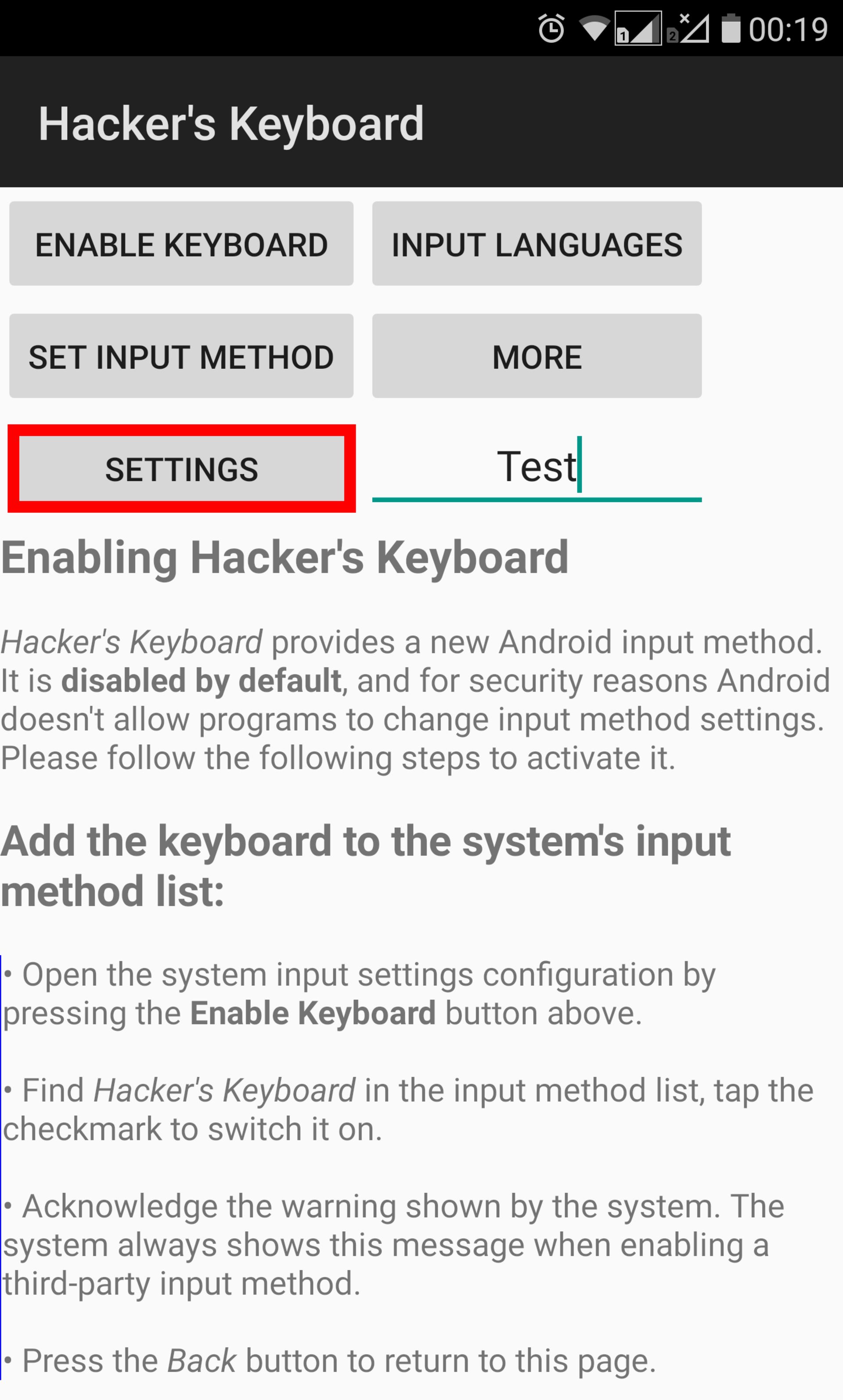 فعال‌سازی نوتیفیکیشن در برنامه Hacker's Keyboard