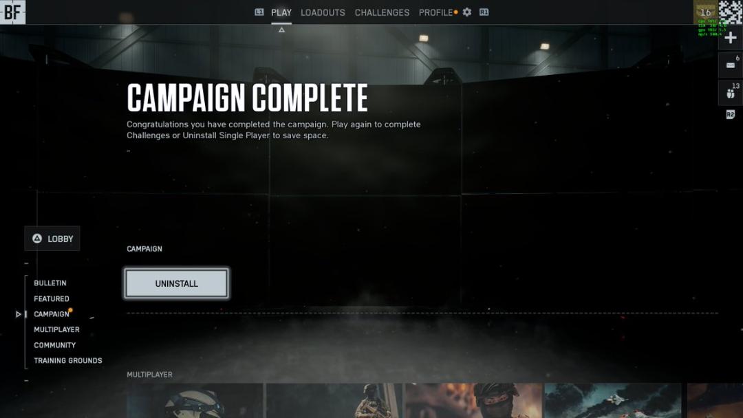 بازی Battlefield 6 از شما می‌خواهد پس از اتمام کمپین آن را پاک کنید