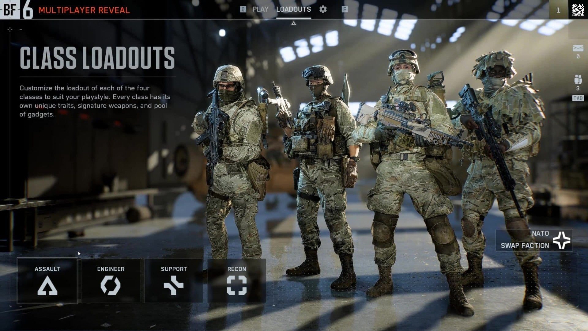 چهار کلاس حاضر در بخش چندنفره بازی Battlefield 6