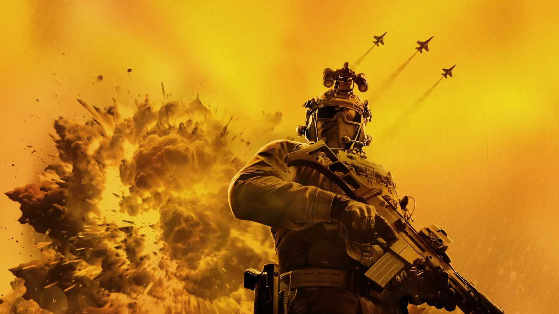 سرباز مسلح در میدان نبرد بازی Battlefield 6 در میان انفجار