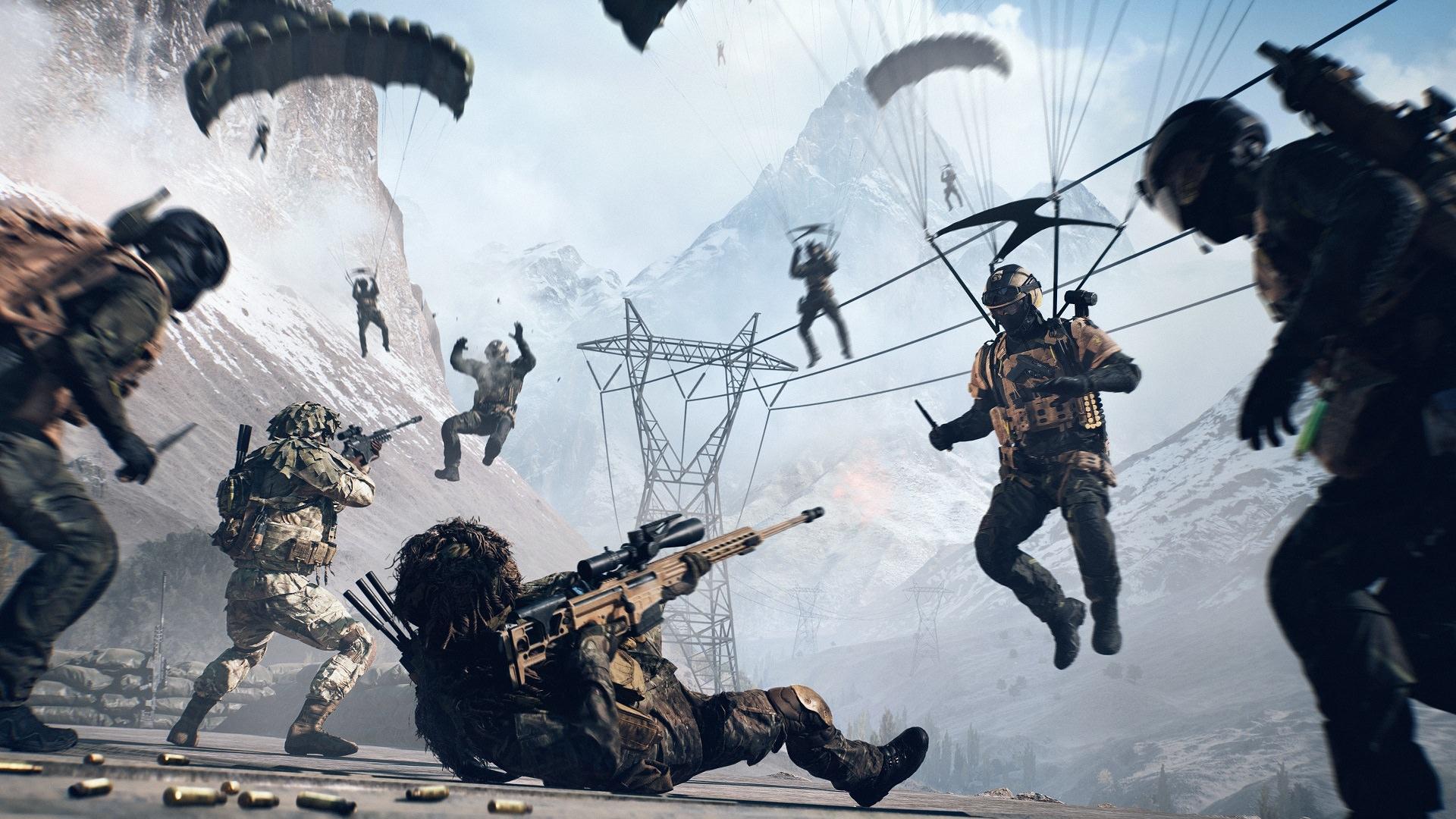 تیراندازی به سمت چتربازان در بازی Battlefield 6