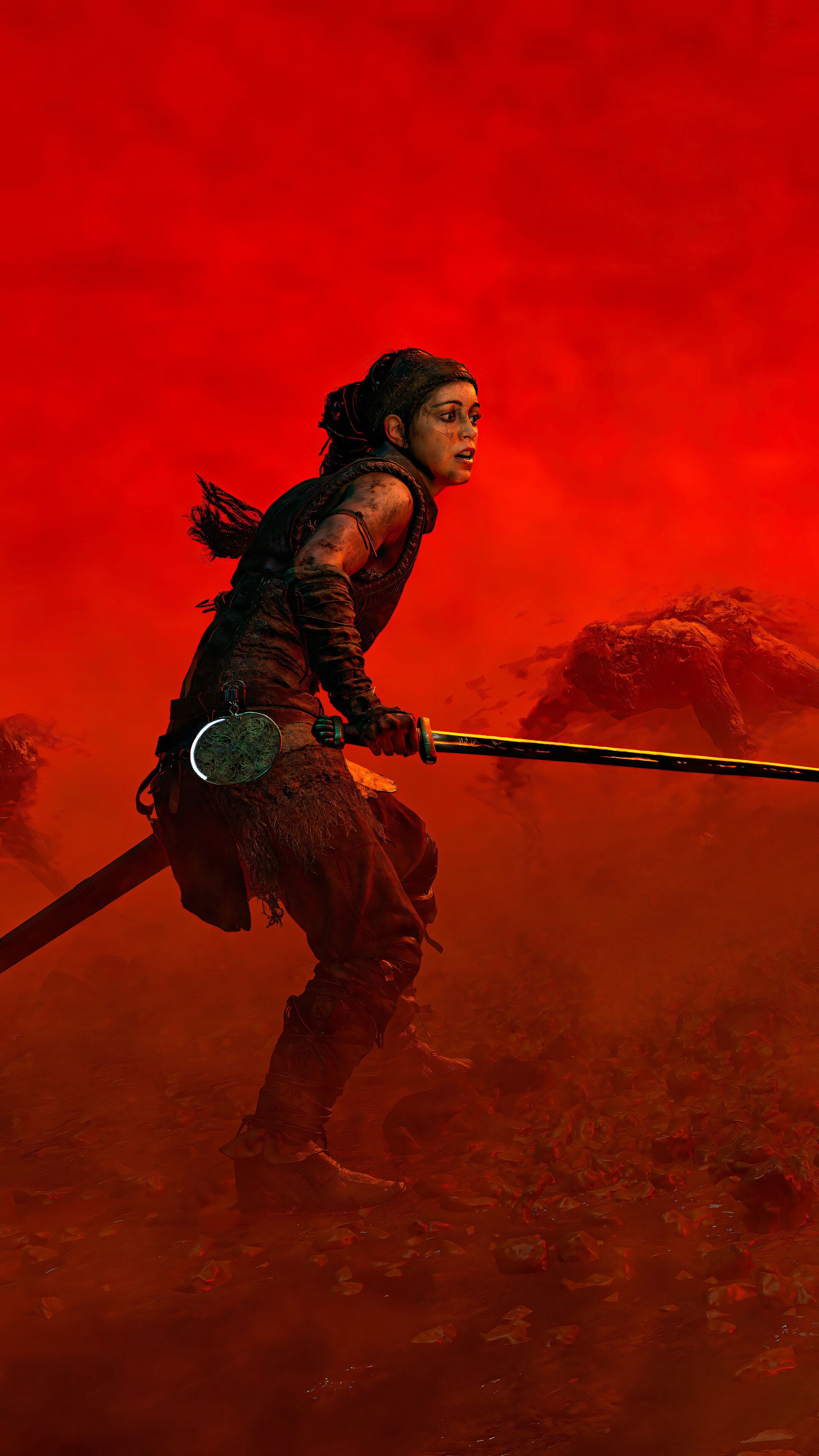 محاصره شدن سنوئا (Senua) توسط دشمنان در بازی Senua's Saga: Hellblade II