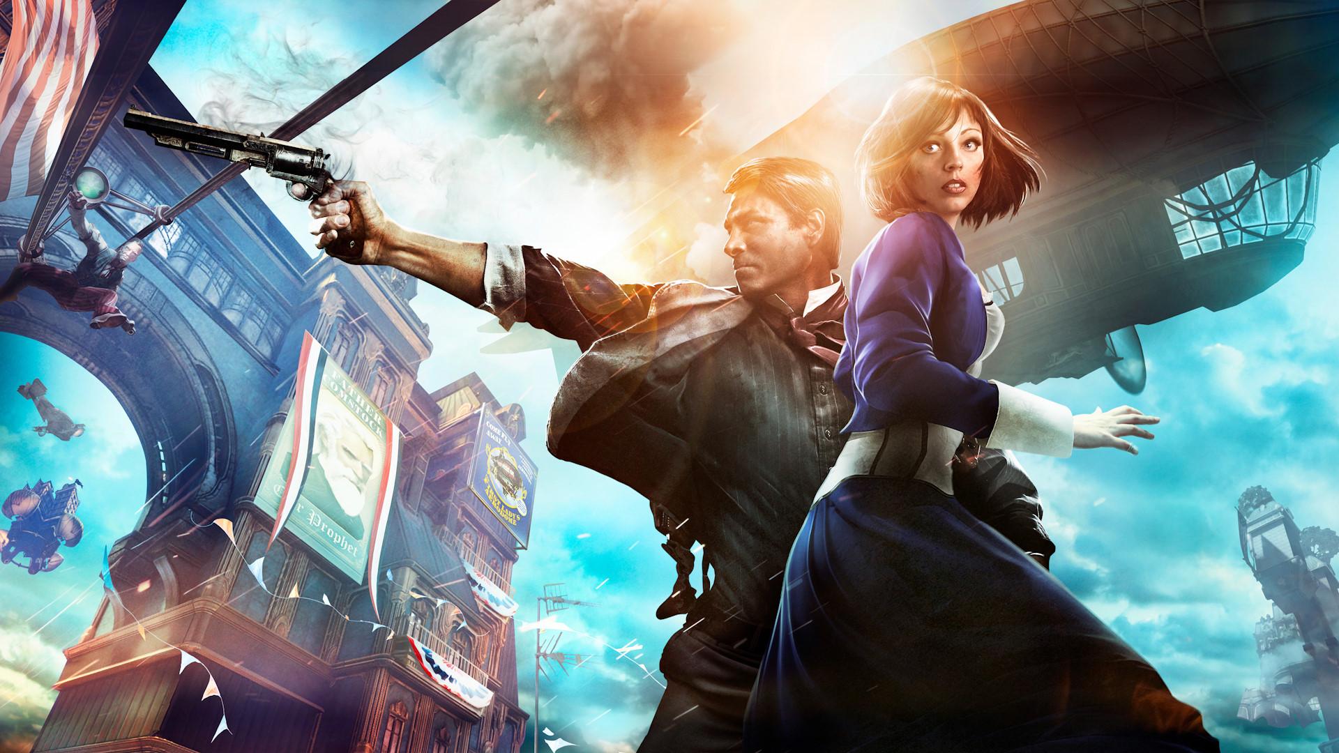 شخصیت‌های اصلی BioShock Infinite در پوستر (کاور) بازی
