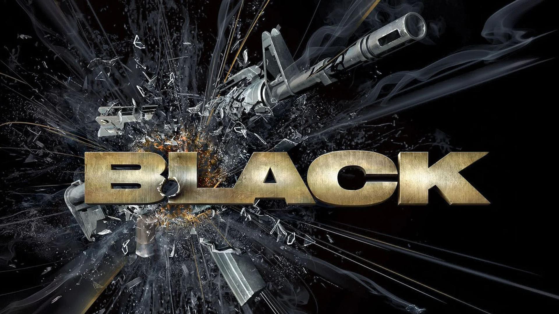 لوگوی بازی Black در کنار یک مسلسل