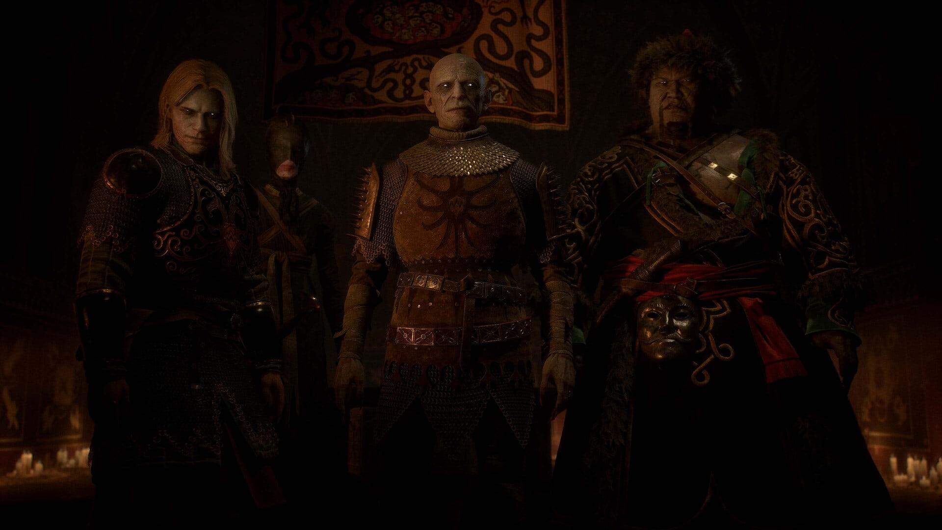 سه شخصیت اصلی در محیط تاریک بازی The Blood of Dawnwalker