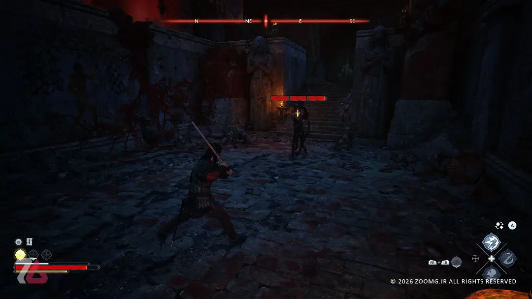 مبارزه شخصیت اصلی با هیولا در محیط تاریک بازی Blood of Dawnwalker