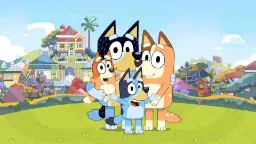 بلوئی به همراه دیگر اعضای خانواده خود در سریال Bluey