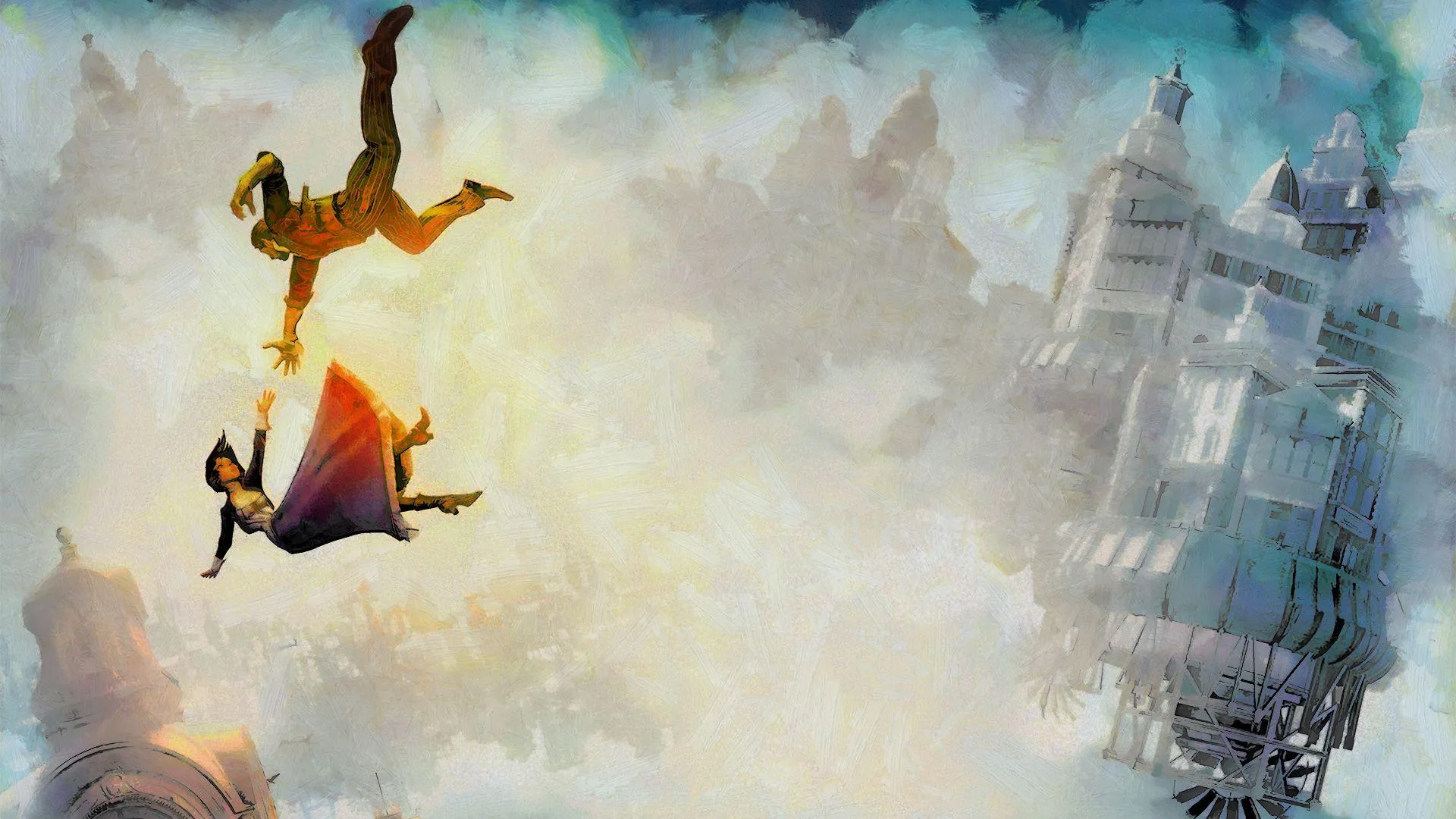 بوکر دیویت (Booker DeWitt) و الیزابت (Elizabeth) در بازی بایوشاک اینفینیت (BioShock Infinite)