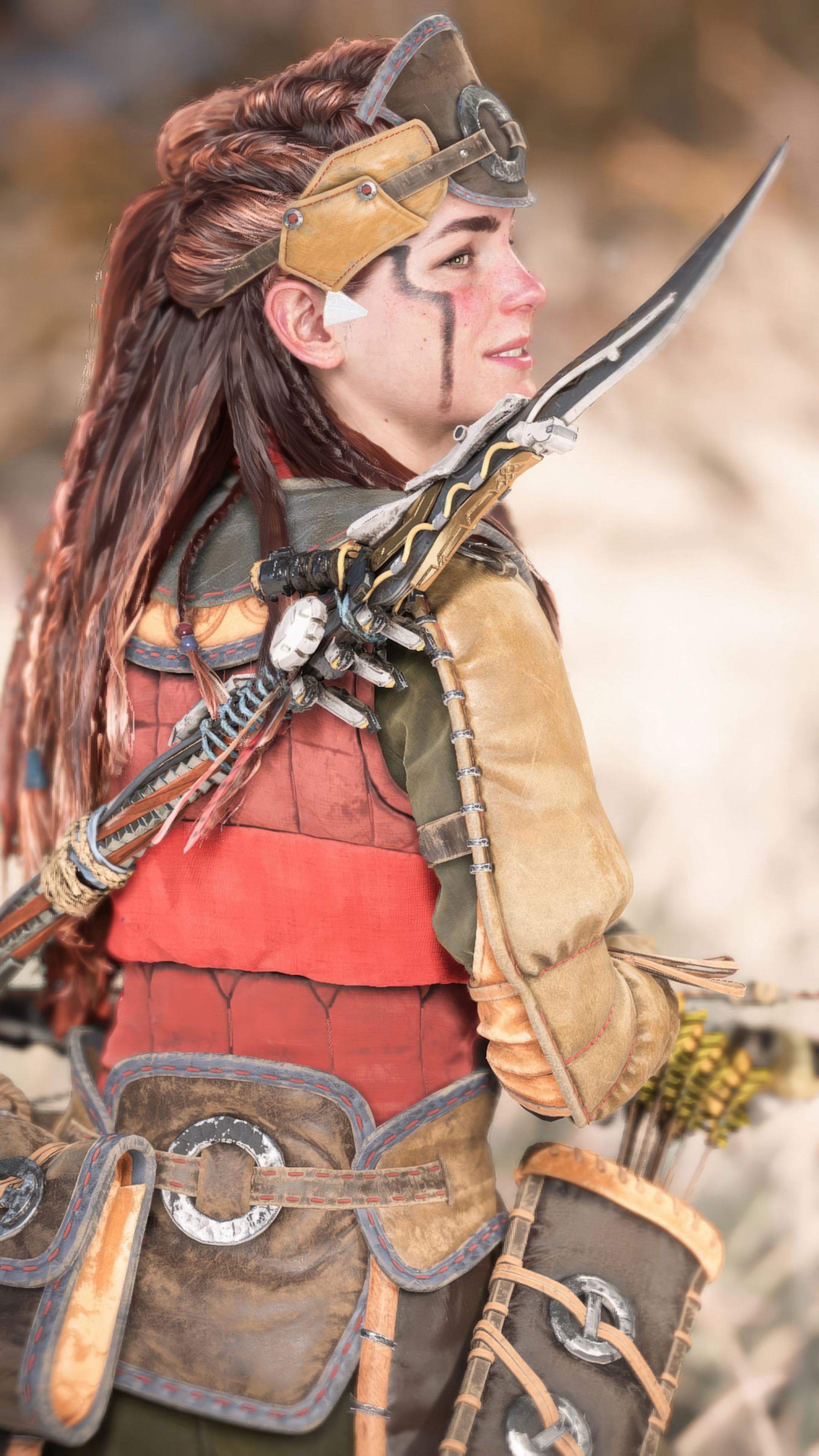 شخصیت الوی (Aloy) مشغول کار با تیروکمان در بازی Horizon Forbidden West