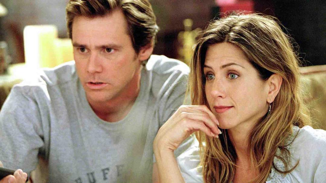 جنیفر آنیستون و جیم کری در فیلم Bruce Almighty