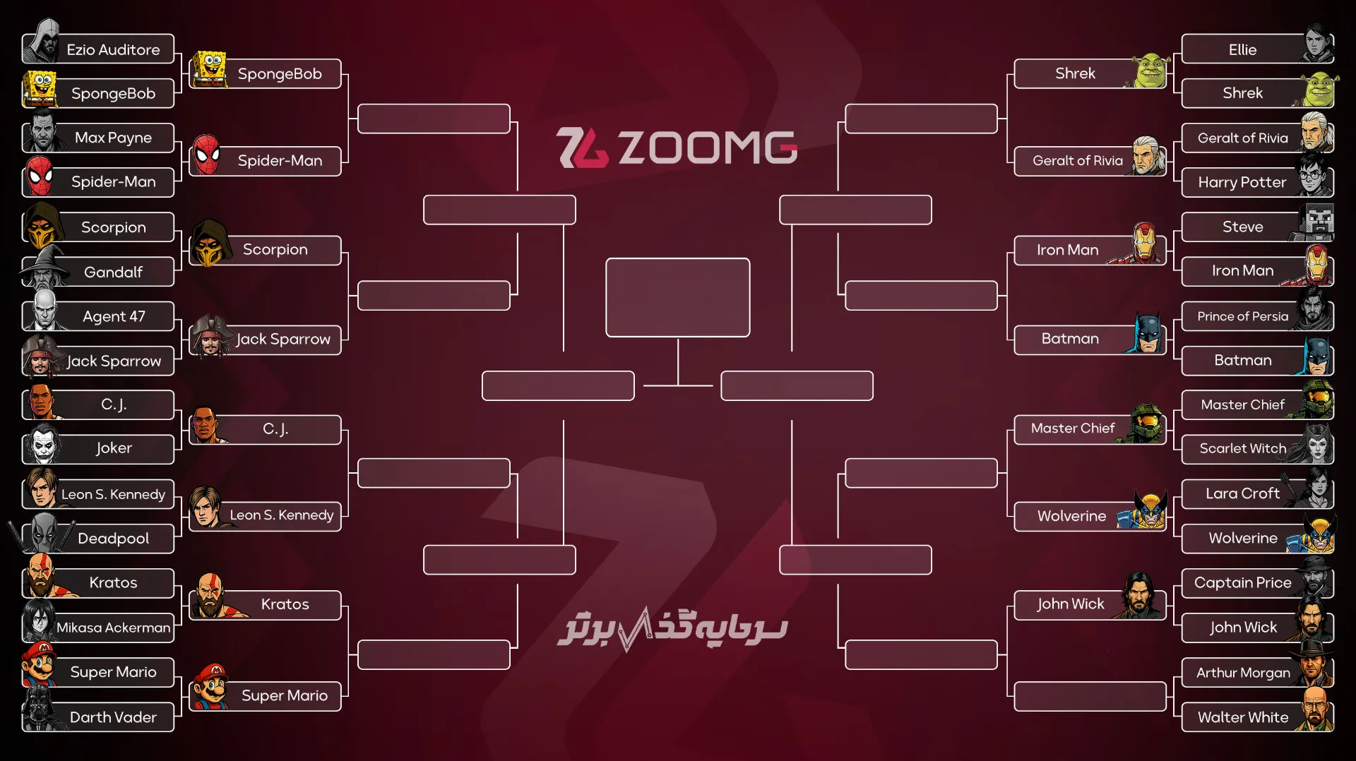 براکت نبرد کاراکترها پس از ۱۵ مسابقه