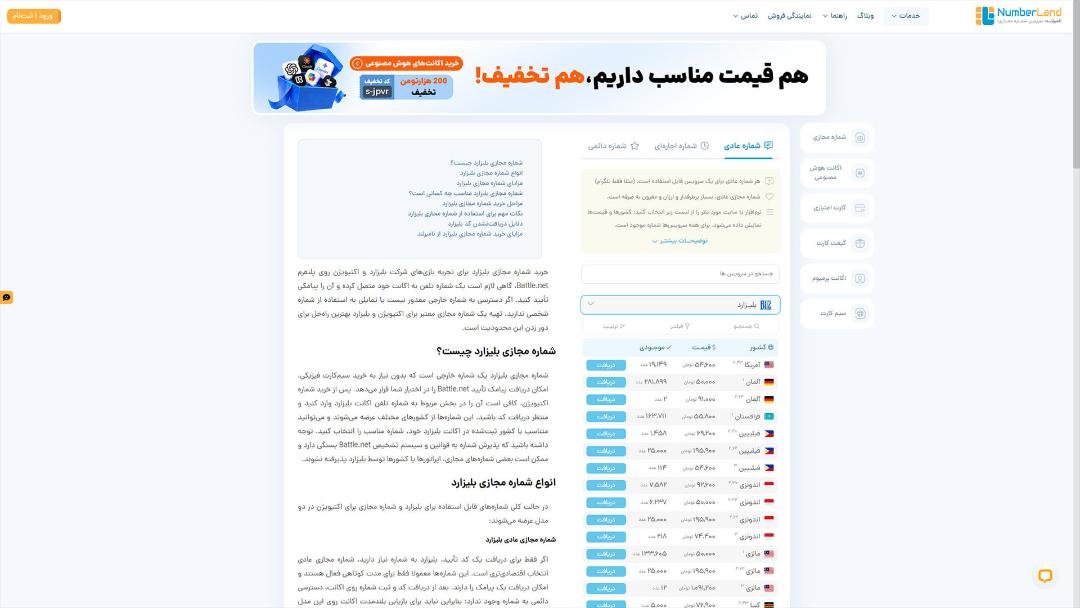 صفحه نامبرلند برای خرید شماره مجازی