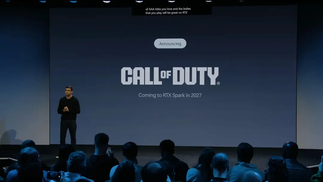 لوگوی بازی کال آو دیوتی (Call of Duty) روی نمایشگر بزرگ در مراسم معرفی مایکروسافت