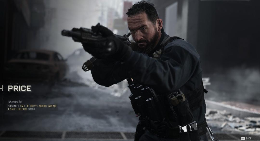 کاپیتان پرایس (Captain Price) در حال شلیک با سلاح در محیط جنگی