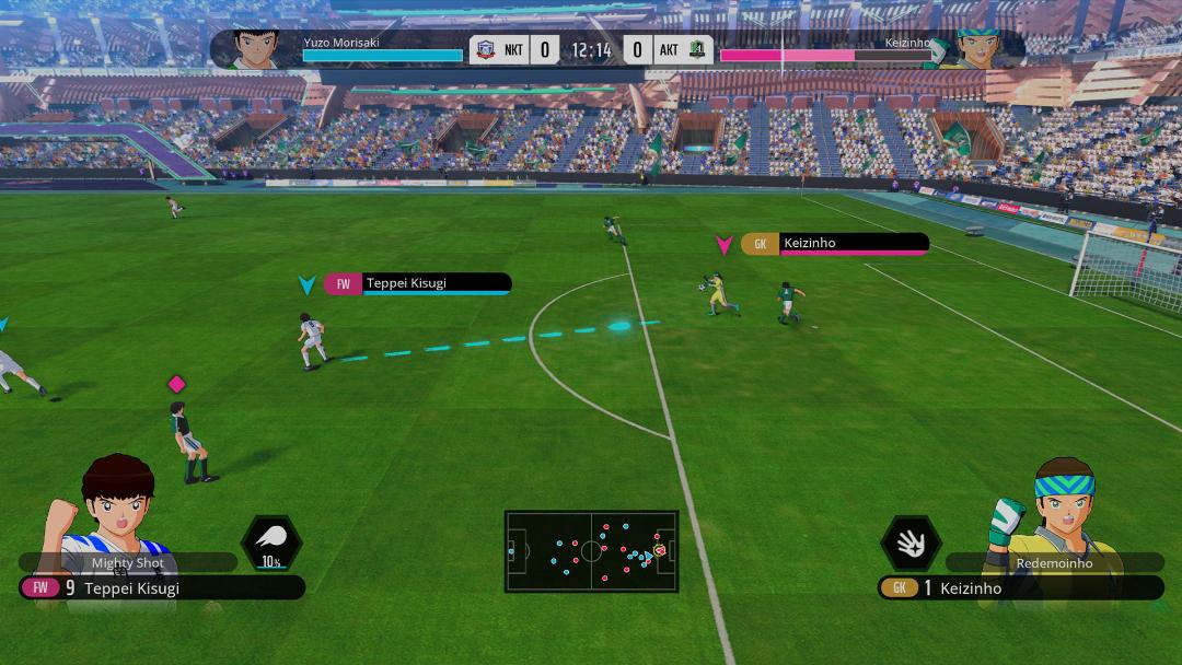 میدان بازی فوتبال در بازی Captain Tsubasa 2 با حضور بازیکنان