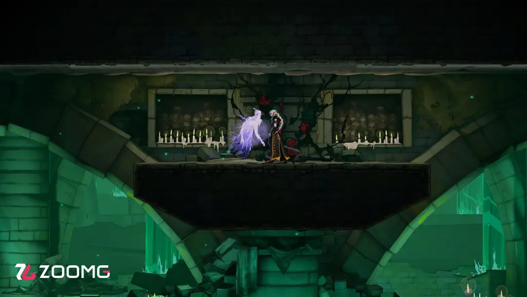 دو شخصیت در محیط تاریک و قلعه‌ای بازی Castlevania: Belmont's Curse