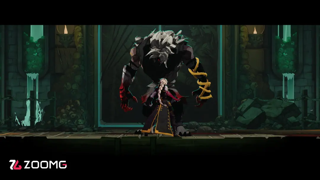 شخصیت اصلی در مقابل هیولای غول‌پیکر در بازی Castlevania: Belmont's Curse
