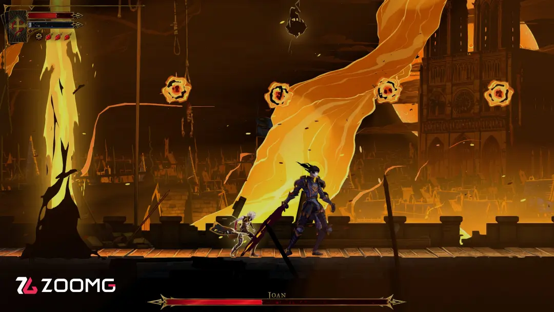 شخصیت‌های بازی Castlevania در محیطی آتشین و تاریک در حال نبرد هستند